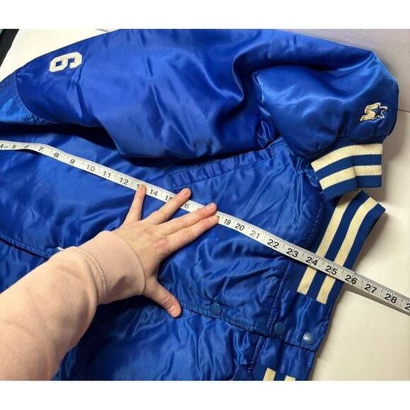 Vintage‎ (80s/90s) STARTER Blue Satin Jacket (Large) Made in USA - Picture 11 of 11